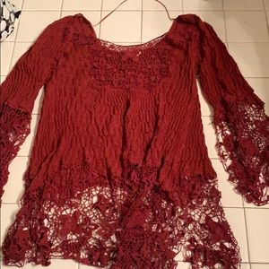 Free people crochet flowy shirt